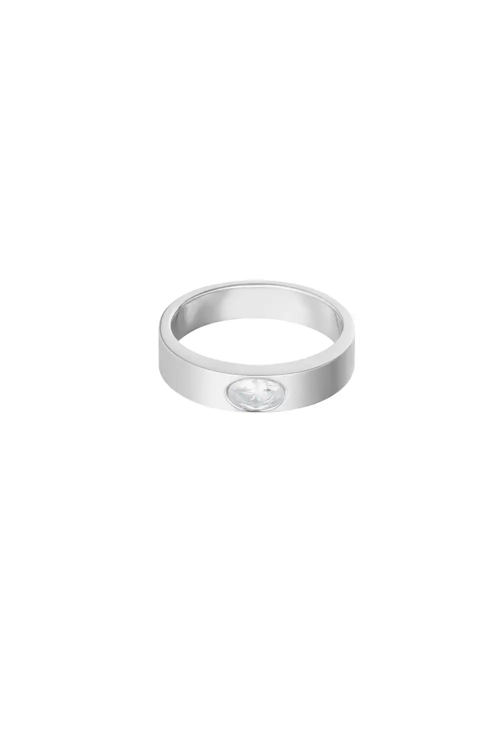 Ring Basic Met Gekleurde Steen Zilver