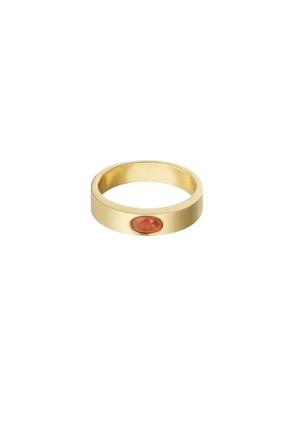 Ring Basic Met Gekleurde Steen Roze