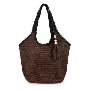 Strandtas Twotone met Kralenhanger Bruin-zwart