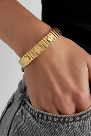 Statement Flower Bracelet goud om pols