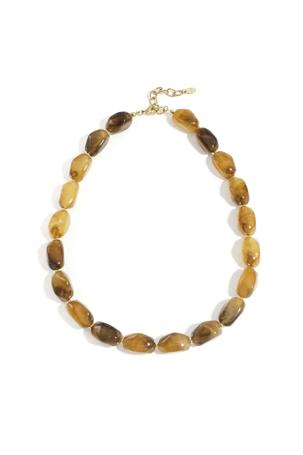 Trendy Ketting Met Organische Kralen Bruin mix-Amber