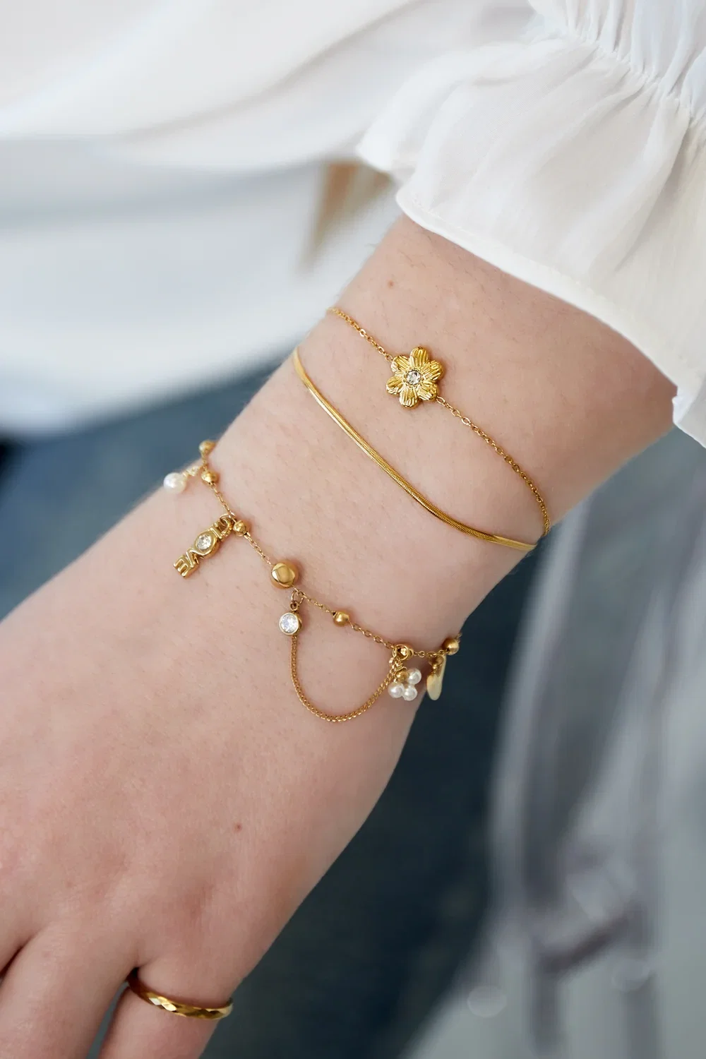 Dubbele Armband Flower Love - Afbeelding 6