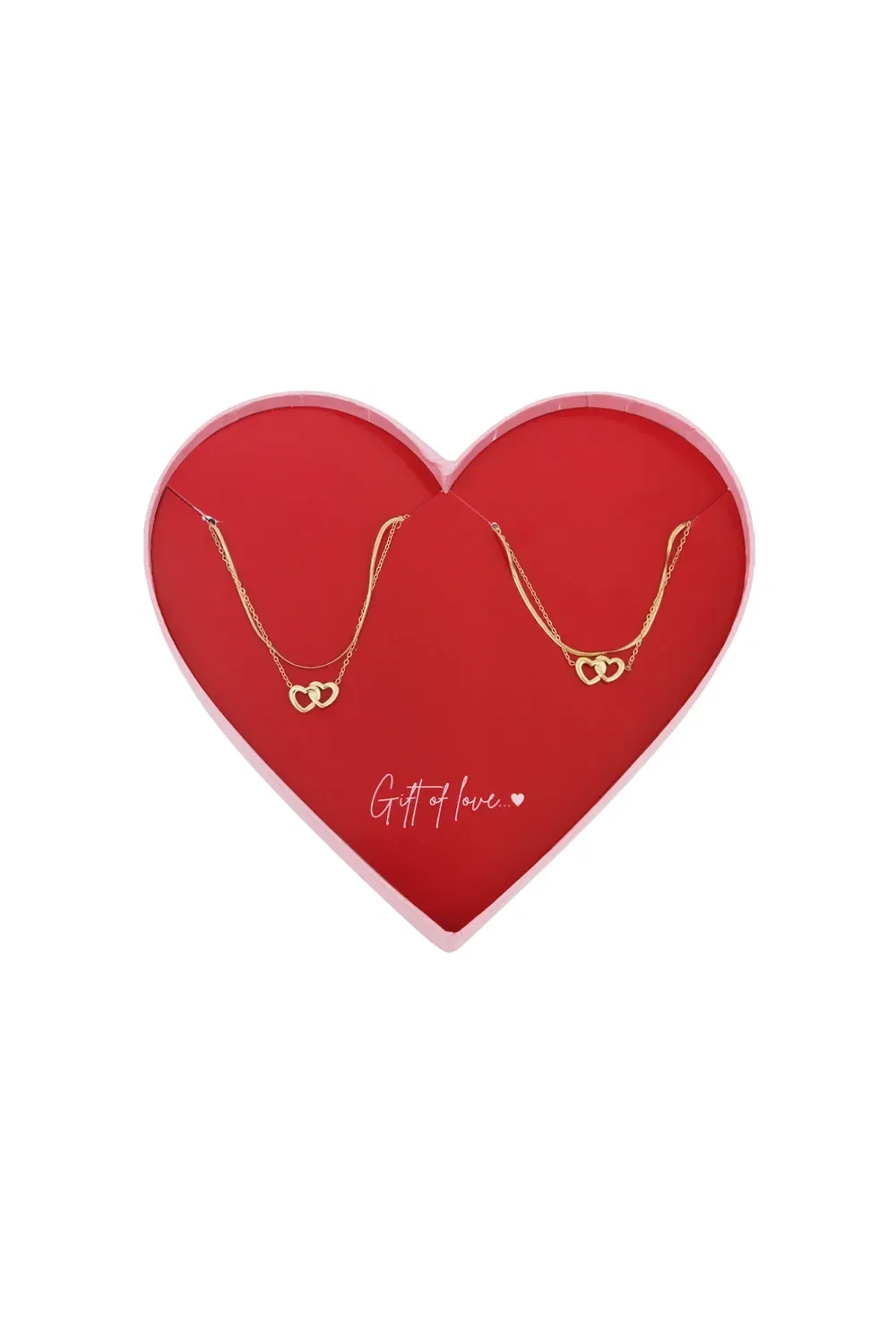 Gift Of Love Stainless Steel Ketting & Armband Connecting Hearts goud