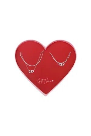 Gift Of Love Stainless Steel Ketting & Armband Connecting Hearts zilver