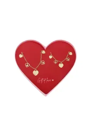 Gift Of Love Stainless Steel Ketting & Armband Trendy Hartjes