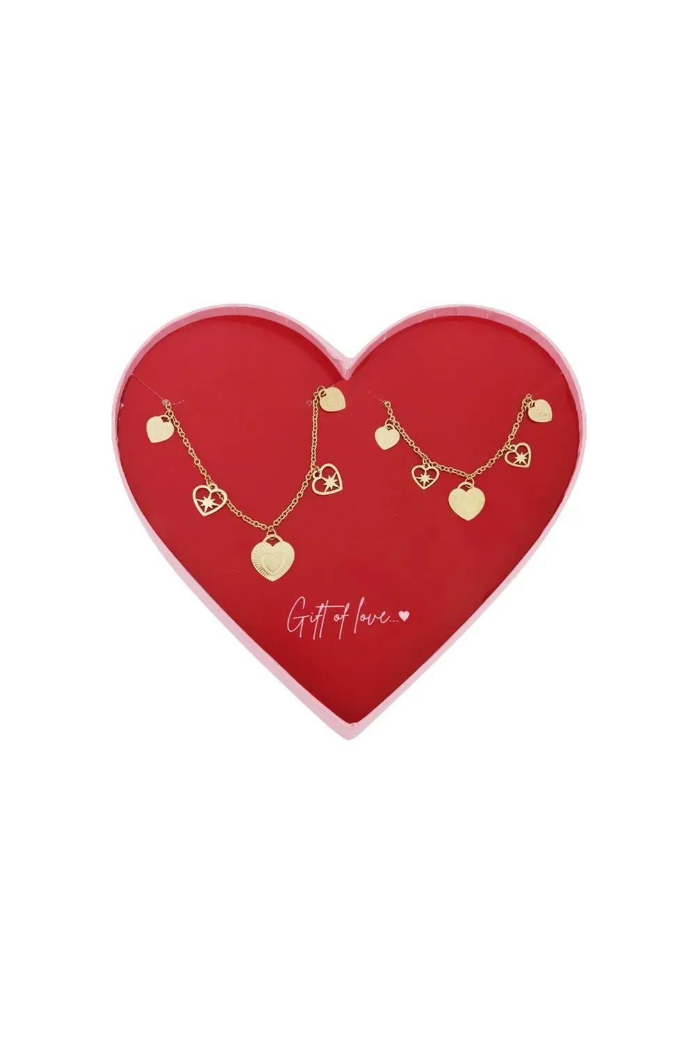 Gift Of Love Stainless Steel Ketting & Armband Trendy Hartjes
