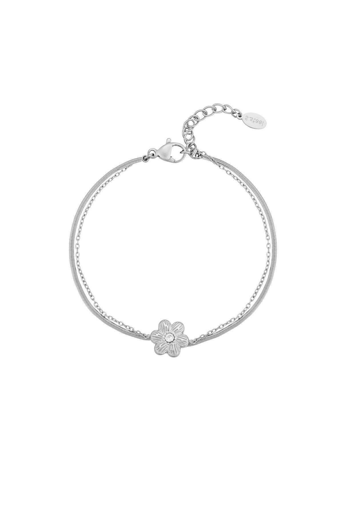 Dubbele Armband Flower Love zilver