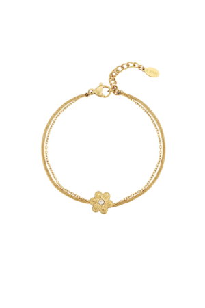 Dubbele Armband Flower Love goud
