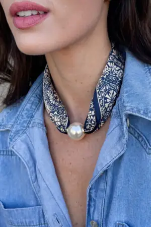 Sjaaltjes Magneetsluiting Summer blauw om nek