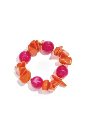 Armband Met Verschillende Kralen oranje/roze