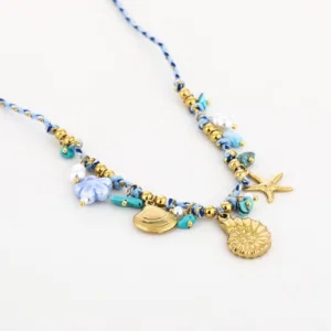 Touwketting Met Strandbedels Turquoise