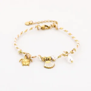 Touwarmbandje Met Bedels Beige
