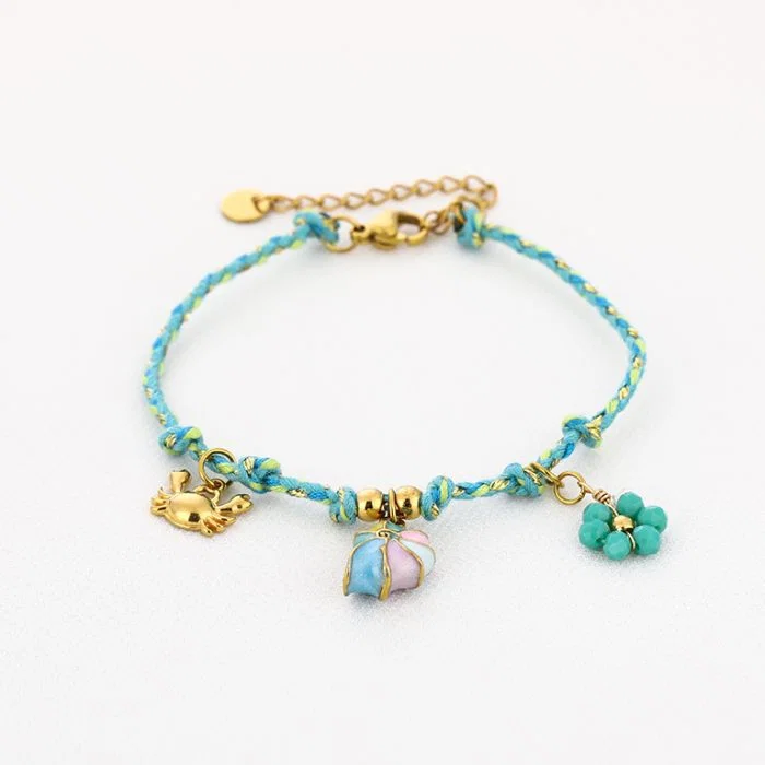 Touwarmbandje Met Bedels Turquoise