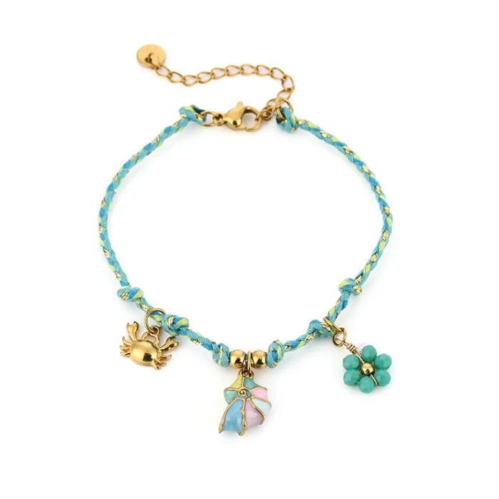 Touwarmbandje Met Bedels Turquoise - Afbeelding 2