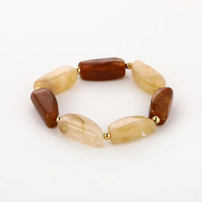 Acryl Tube Armband Beige/Bruin