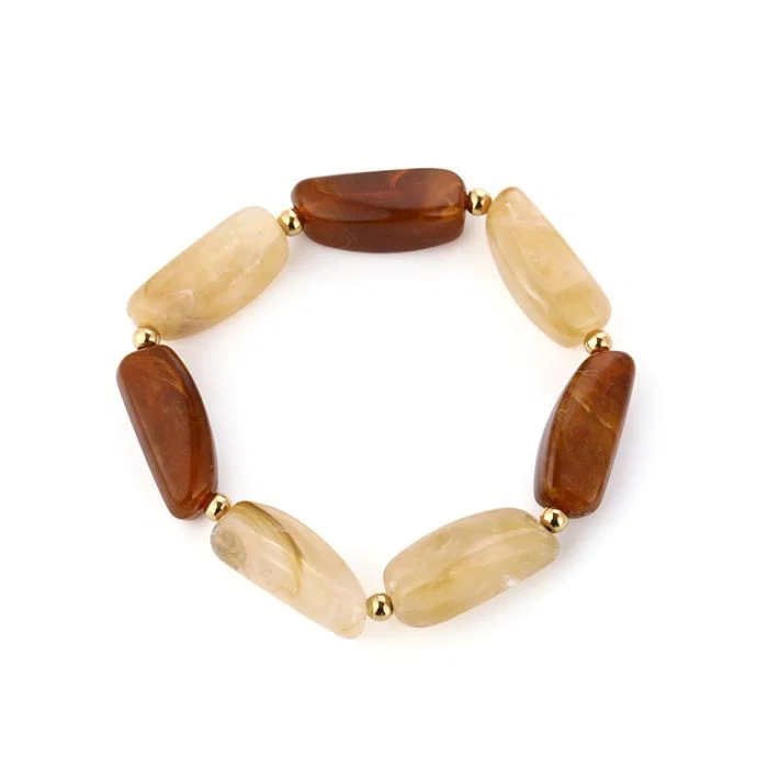 Acryl Tube Armband Beige/Bruin - Afbeelding 2