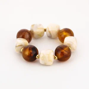 Acryl Kralenarmband Beige/Bruin