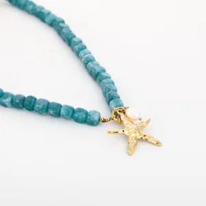 Kralenketting Met Zeester Hanger Blauw