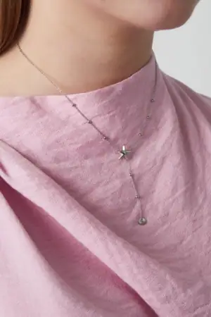Star Schelp Ketting Zilver om nek