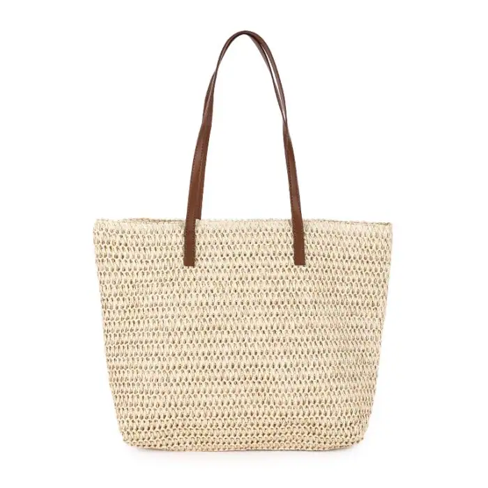 Strandtas Casual Met Glitterdraad Beige