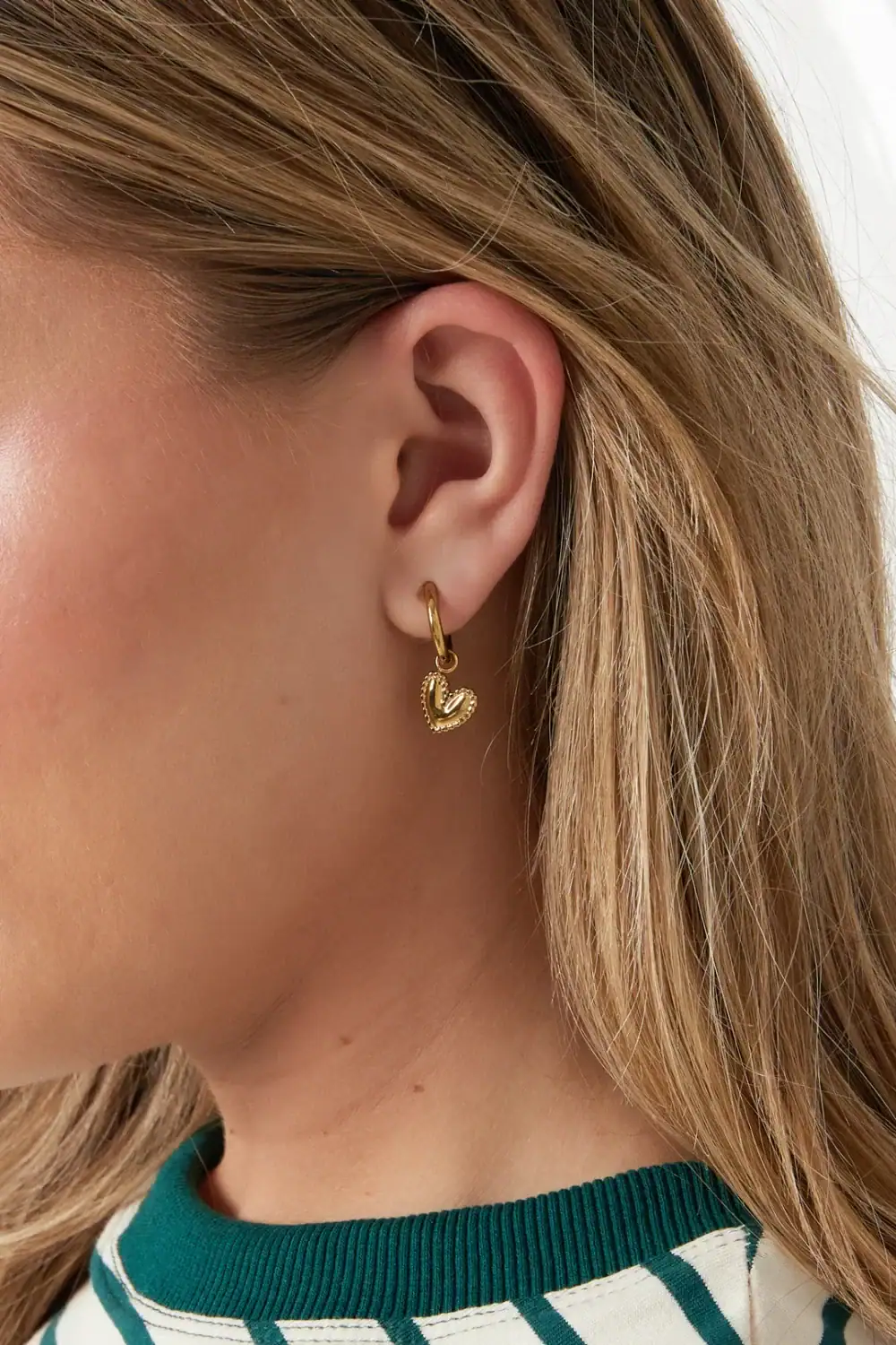 Oorringetjes met Gedetailleerd Hangend Hartje Zilver - Afbeelding 2