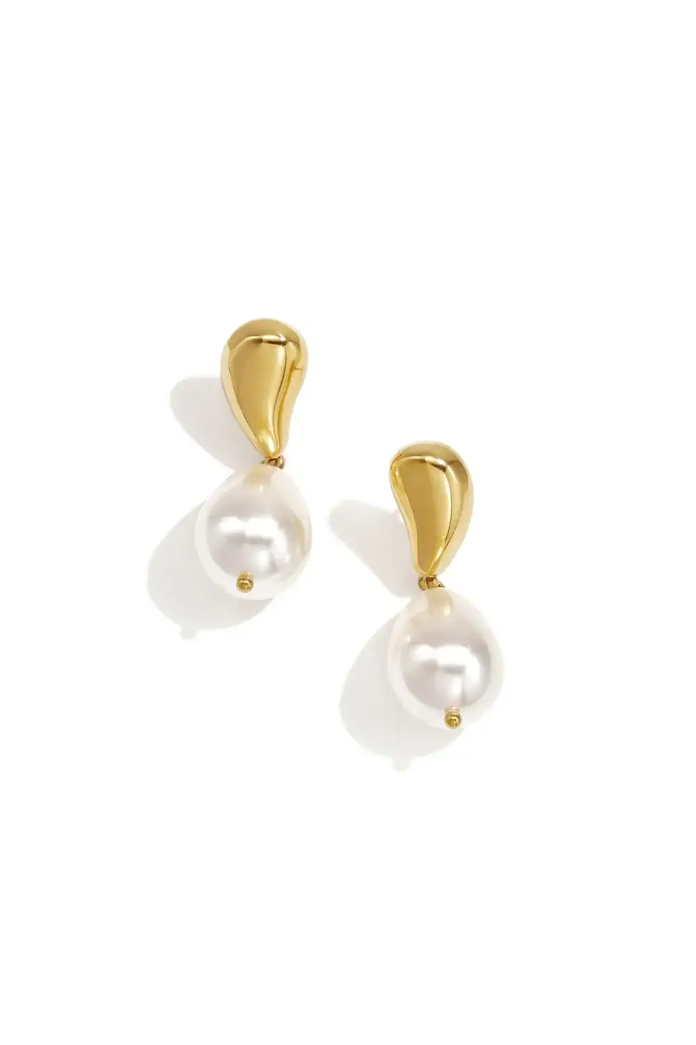 Stainless Steel Drop Earrings With Pearl Irregular Shape