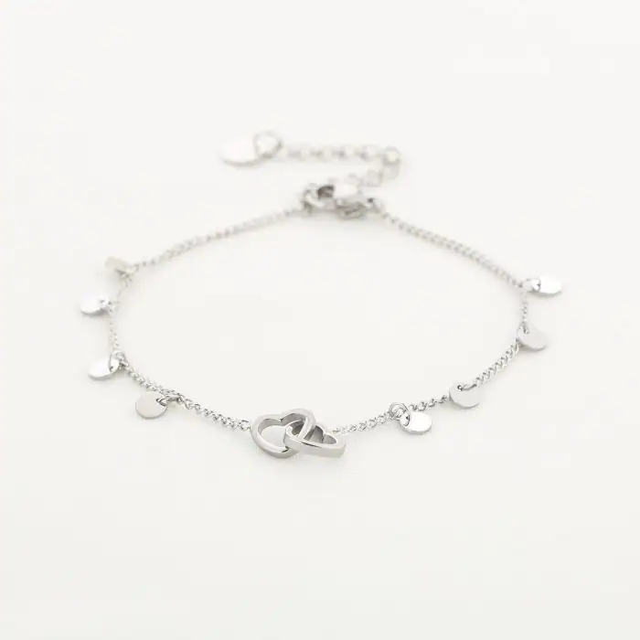 Armbandje Verbonden Hartjes Zilver