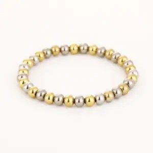 Kralenarmband Goud/Zilver Mix – 6 mm