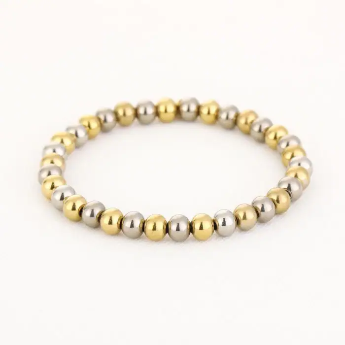 Kralenarmband Goud/Zilver Mix – 6 mm