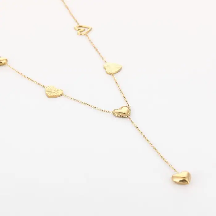 Y-Ketting Verschillende Hartjes Goud