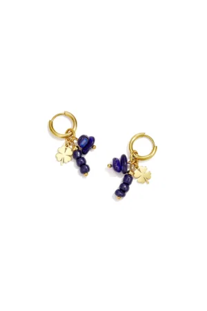 Stainless Steel Beads Earrings Clover Blauw