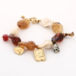Kralenarmband Met Bedels Bruin Mix