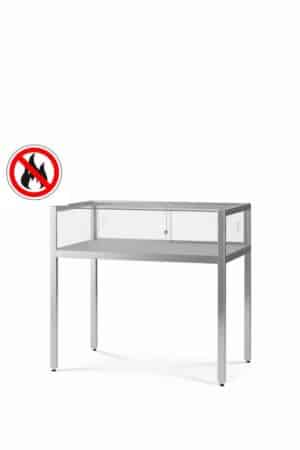 Tafelvitrine 100 cm breed zilver aluminium B1 brandvertragend