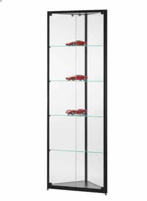 hoekvitrine zwart zonder verlichting voor verzamelaar