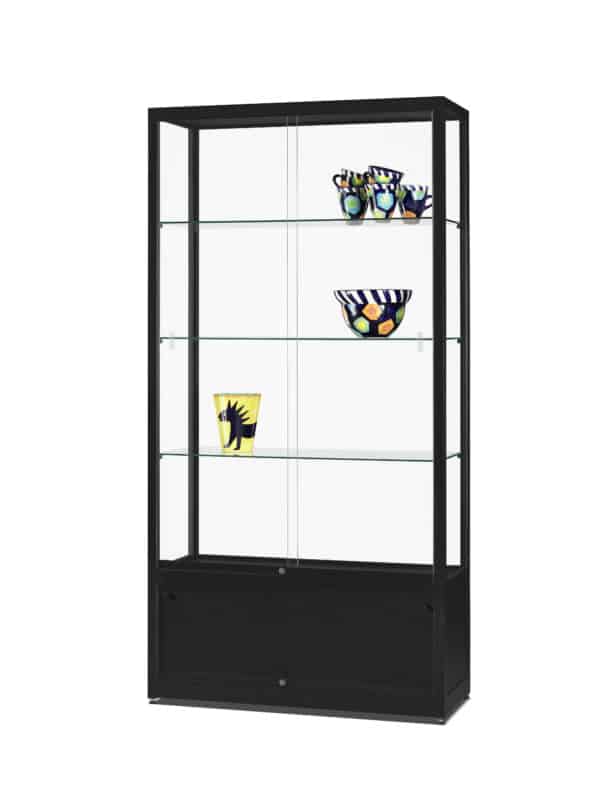 Vitrine Aston-1000 zwart met onderkast