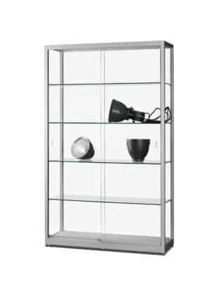 Vitrine Aston 1200 zilver met onderkast (of zwart)