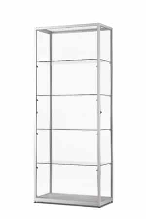 vitrine 80 cm zilver met zwarte mini klikspots