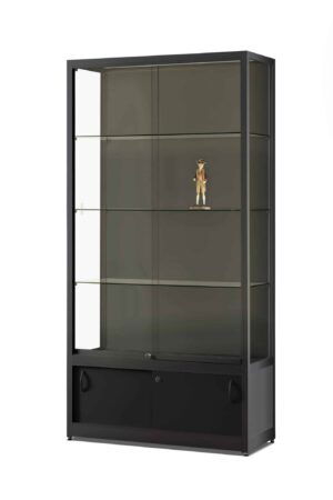 Vitrinekast Galaxie-1000 zwart met onderkast en LED strips