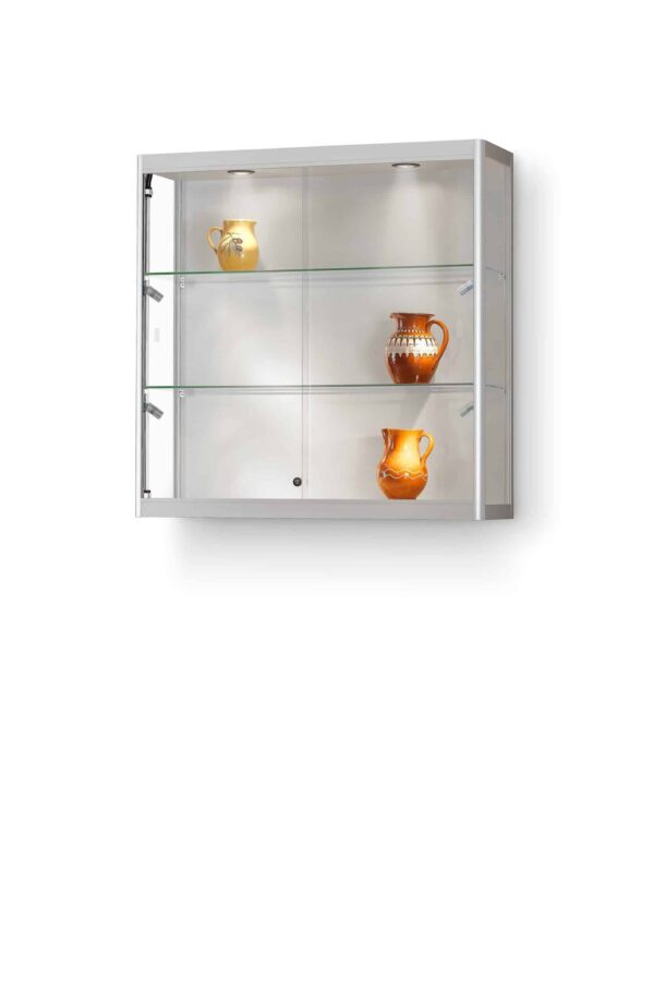 Wandvitrine Berlina-1000 zilver met LED zijverlichting