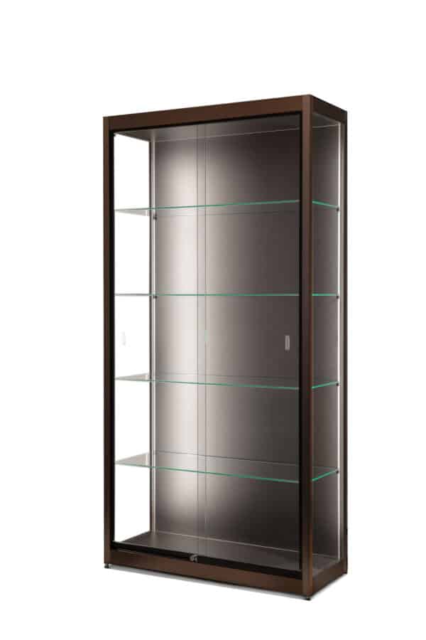 Vitrine Berlina1000 brons met LED strips en houten achterwand - Afbeelding 2