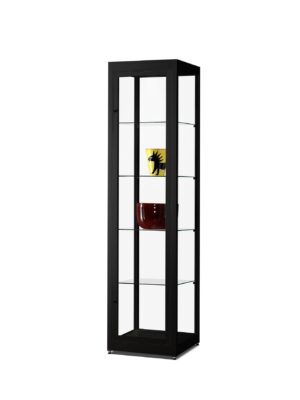"Stofdichte vitrinekast Volante 400 zwart met gehard glas en verstelbare legborden