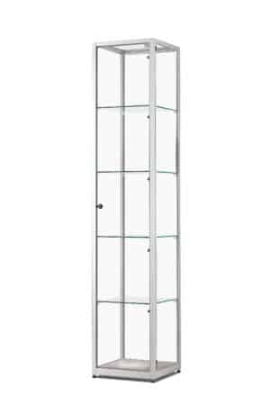 vitrine met klikspot verlichting haaks zilver met slot en draaideur