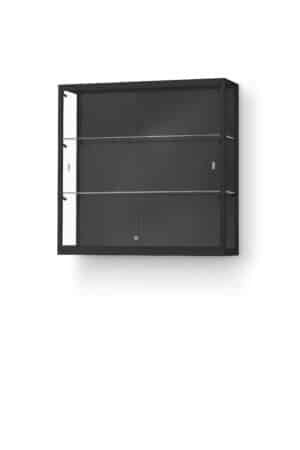 Glazen wandvitrine 100 cm breed zwart aluminium met LED zijverlichting