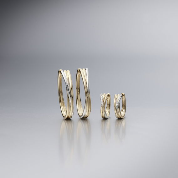 Just Elegant Xpression creolen medium witgoud - Afbeelding 2