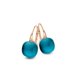 Bigli Mini Sweety Oorbellen London Blue Topaas met Parelmoer