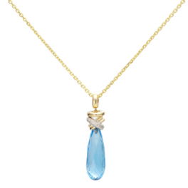 Joy Xpression Swiss Ocean Blue Topaas collier geelgoud