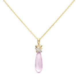 Joy Xpression Roze Quartz collier geelgoud