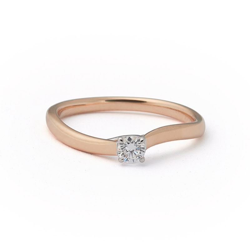 Wave Xpression Solitaire ring small roségoud