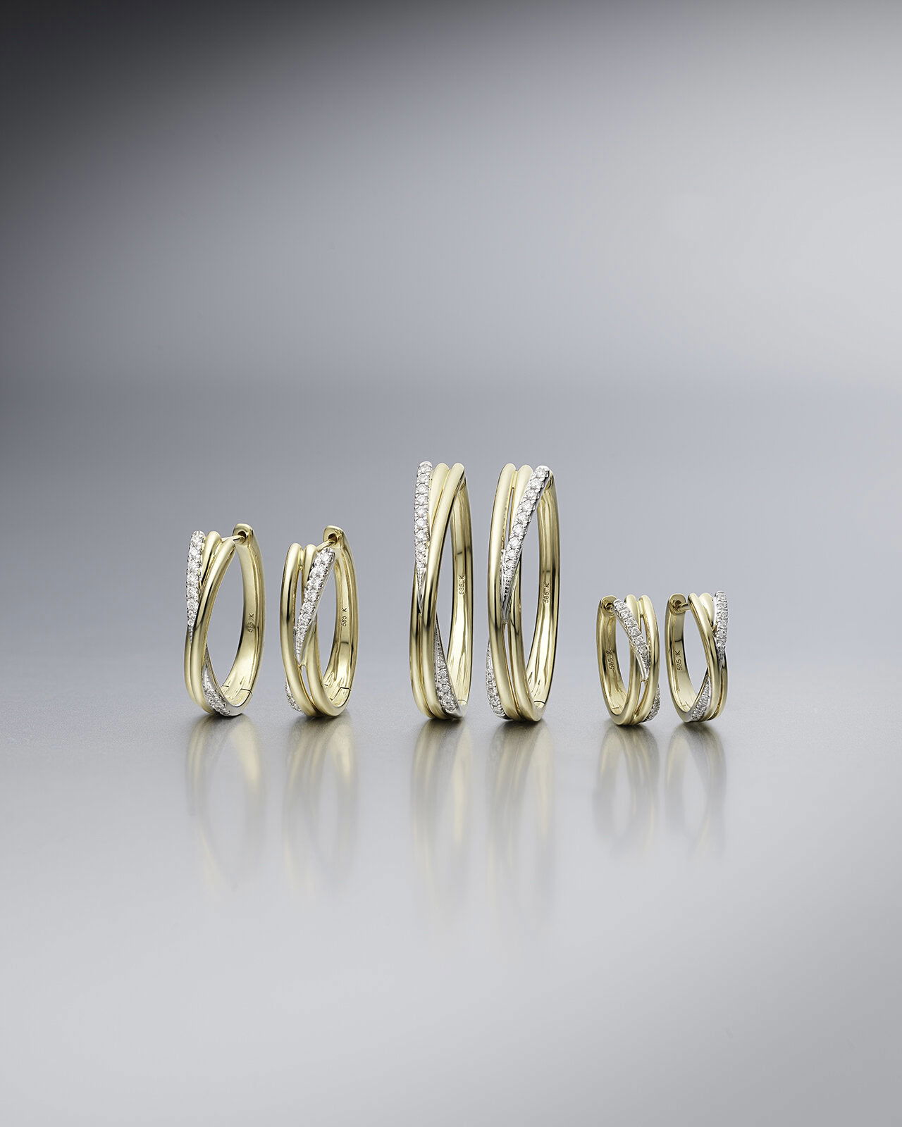 Elegant Xpression Diamond creolen large geelgoud - Afbeelding 3