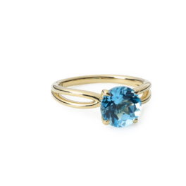 Candy Color Xpression ring geelgoud met swiss ocean blue topaas